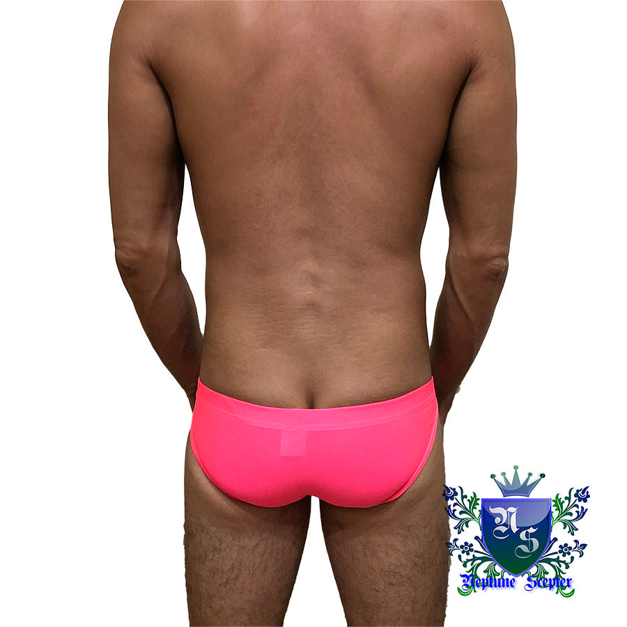 Swimming Briefs_translucent fabric (fluorescent pink)
