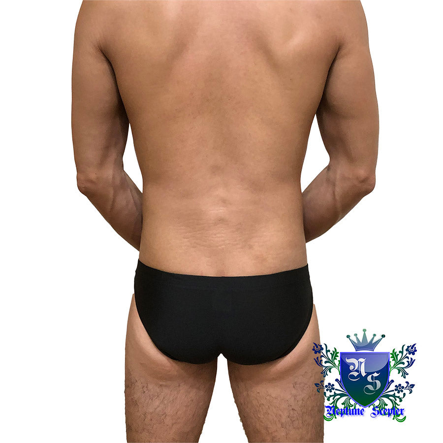 Swimming Briefs_translucent fabric (Black)